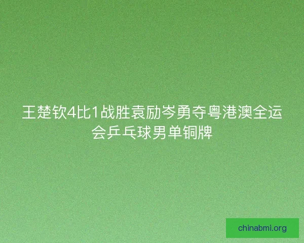 王楚钦4比1战胜袁励岑勇夺粤港澳全运会乒乓球男单铜牌