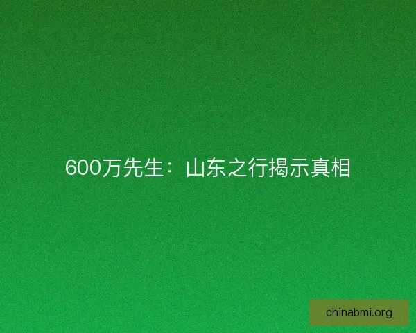 600万先生:山东之行揭示真相 600万先生:山东之行揭示真相
