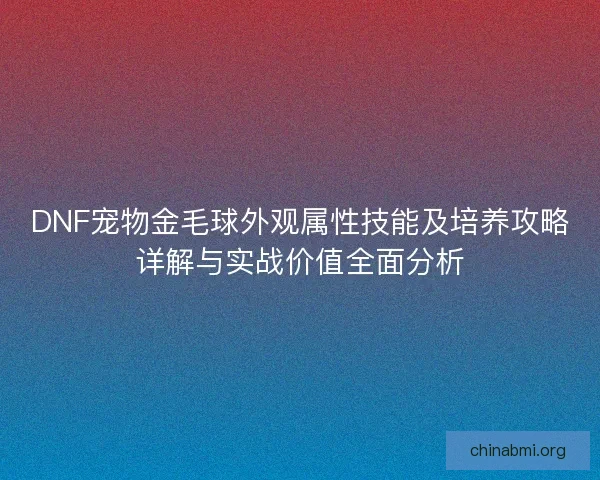 DNF宠物金毛球外观属性技能及培养攻略详解与实战价值全面分析